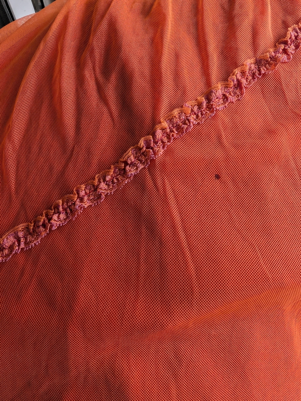 Vintage 70s/80s Prairie Dress Burnt Orange Boho Midi Ruffle Tulle Maxi Dress - Picture 10 of 10